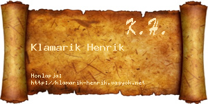Klamarik Henrik névjegykártya